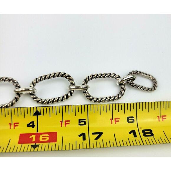 RLL Ralph Lauren Twisted Silver Tone Large Graduated Link Necklace 18 inch - Picture 8 of 8